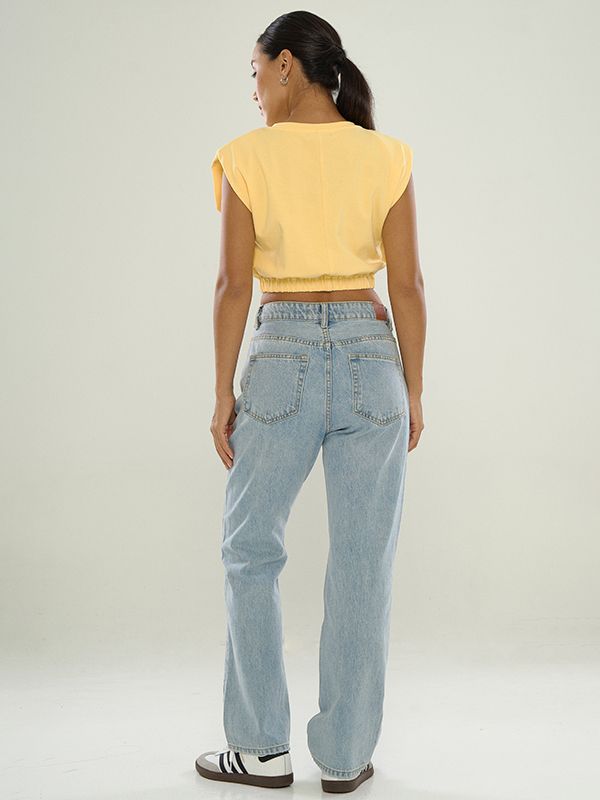 Cropped Top With Padded Shoulders