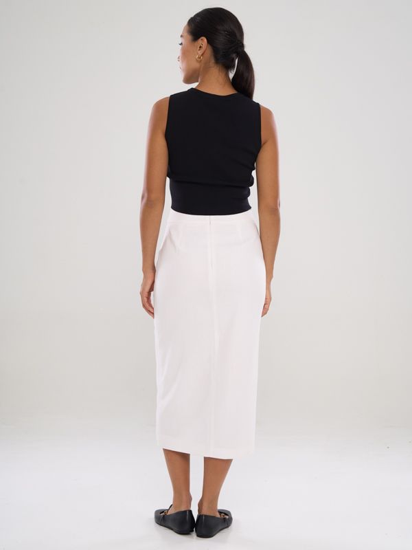 Tailored Column Midi Skirt