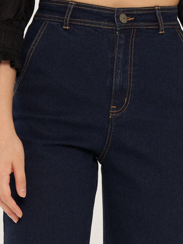 Denim Cropped Wide Leg Culottes