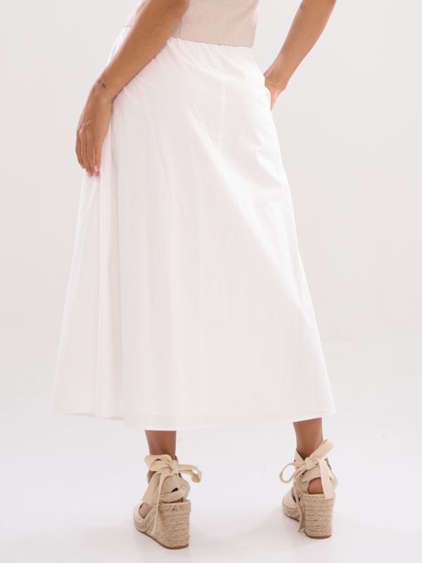 Elastic Flare Midi Skirt