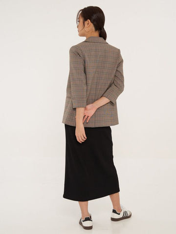 Rolled-Up Sleeves Plaid Blazer