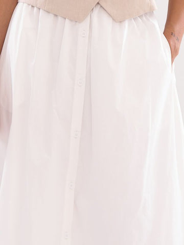 Elastic Flare Midi Skirt