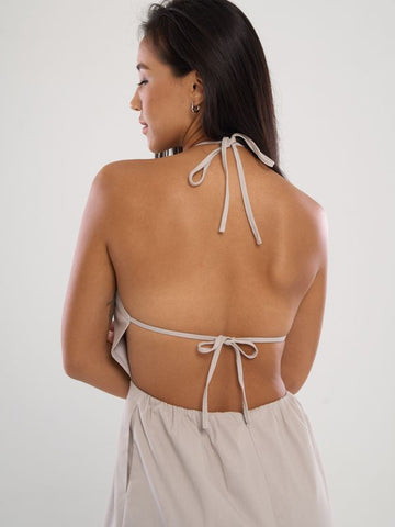 Cut-Out Waist Halterneck Backless Short Dress