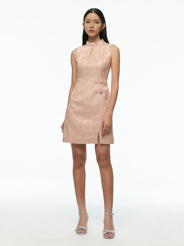 Mandarin Collar Sleeveless Dress