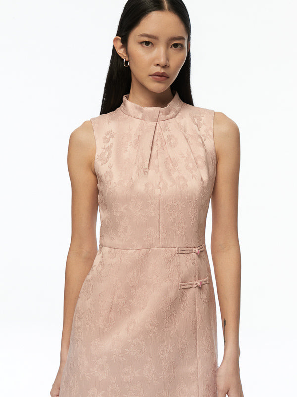 Mandarin Collar Sleeveless Dress