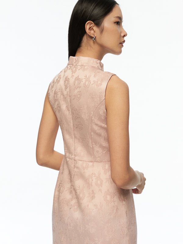 Mandarin Collar Sleeveless Dress