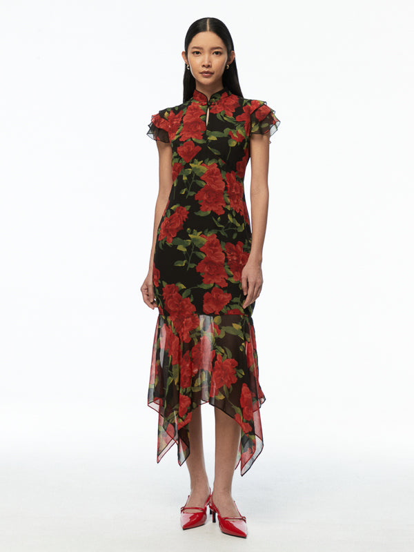 Asymmetric Ruffled Dress