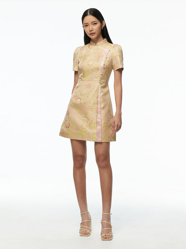 Mandarin Collar Short Dress