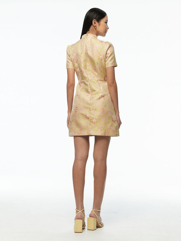 Mandarin Collar Short Dress