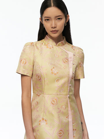 Mandarin Collar Short Dress