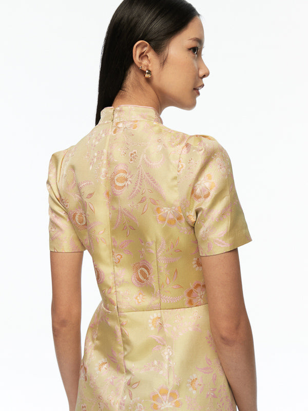 Mandarin Collar Short Dress