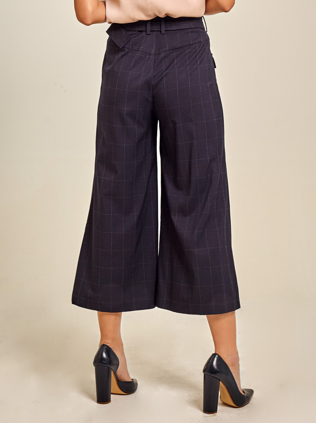 Belted Checked Culottes