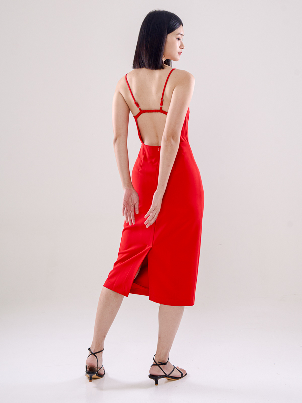 Straight Neck Low Back Dress