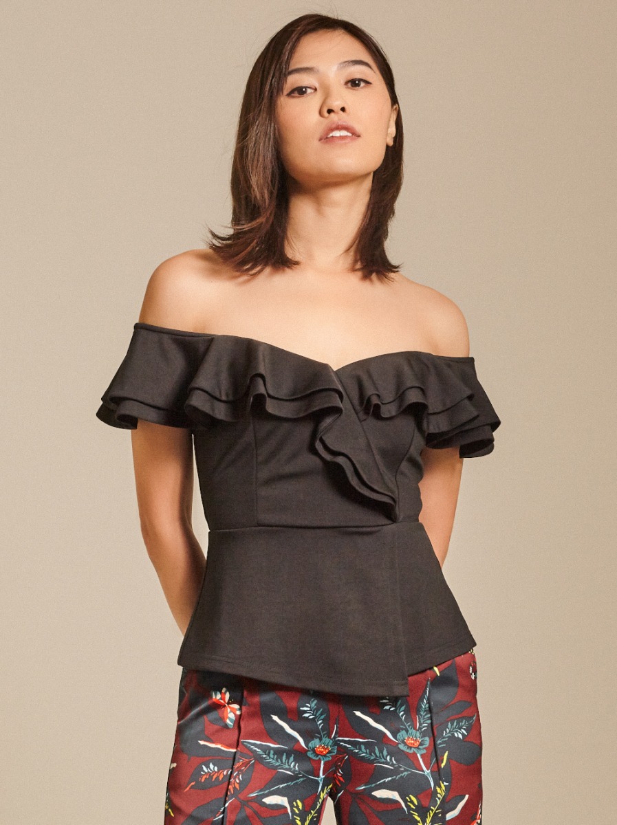 Ruffled Roma Knit Peplum Top