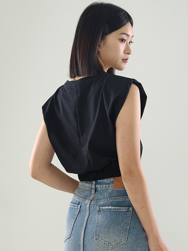 Cropped Top With Padded Shoulders