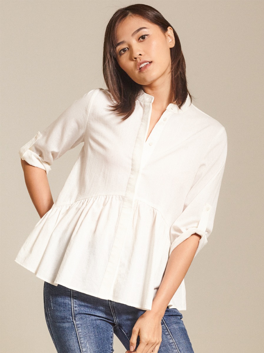 Ruffled Slub Cotton Top