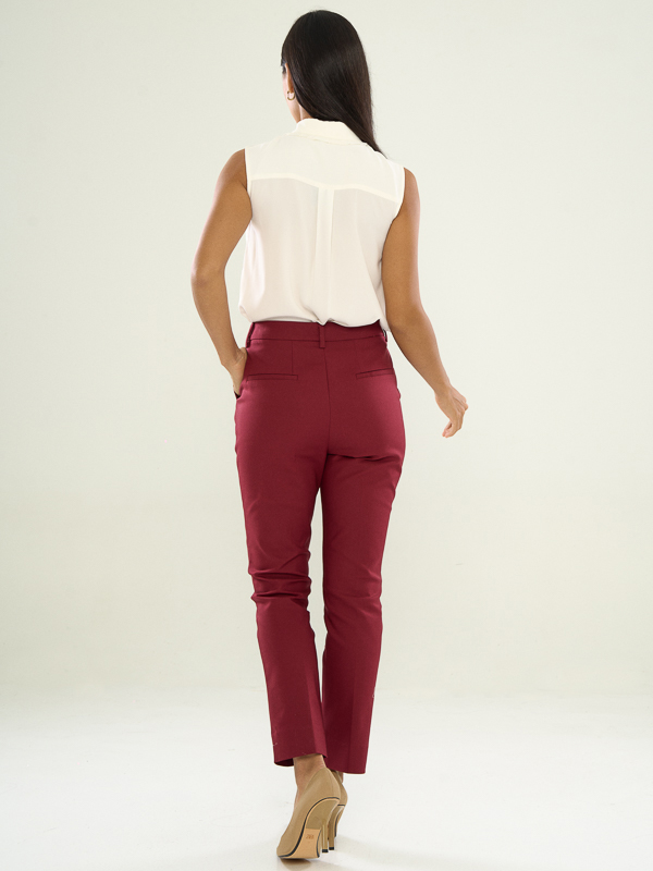 Power Suits High-Rise Pants-Maroon