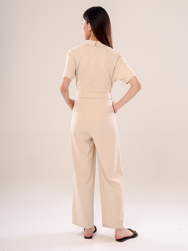 Short Sleeve Belted Jumpsuit