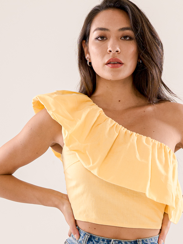 One Shoulder Ruffled Top