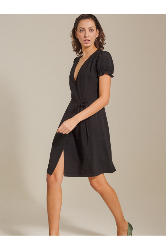 cotton linen wrap dress