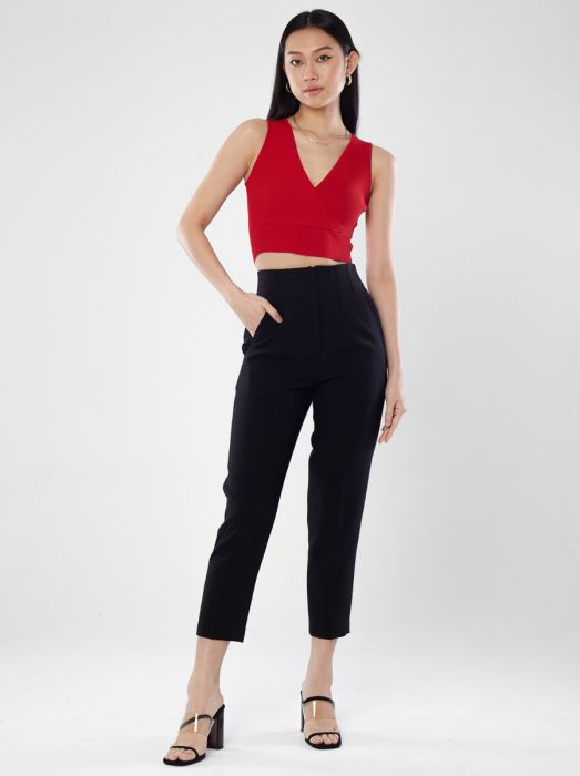 Ribbed V-Neck Crop Top