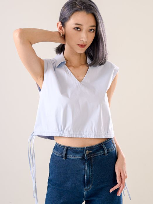 Collared Sleeveless Top