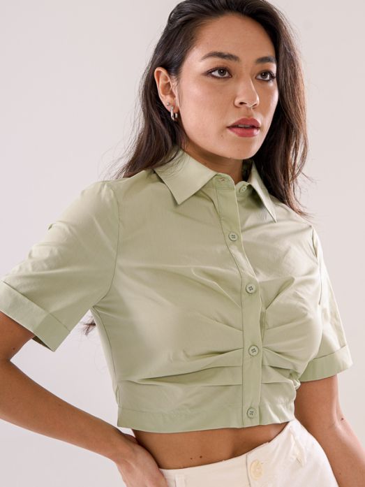 Cropped Gathered Shirt