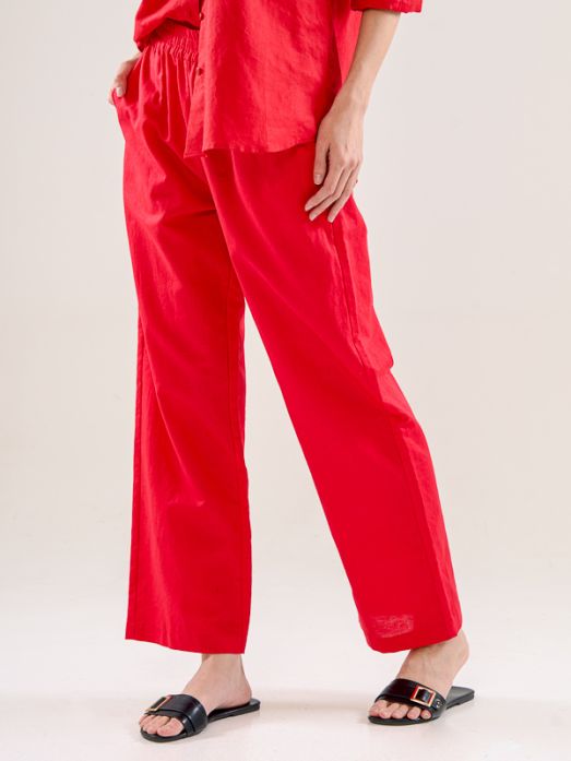 Linen Trousers With Elastic Waistband