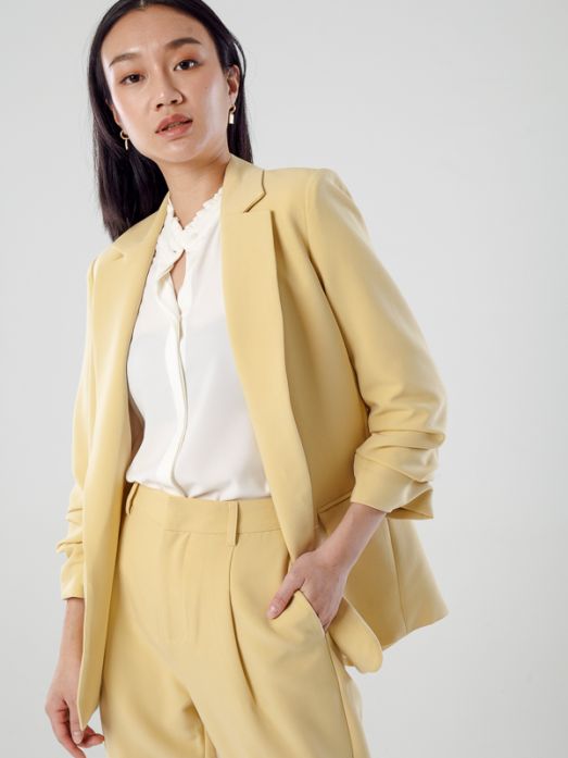 Chriselle Ruched Blazer-Yellow