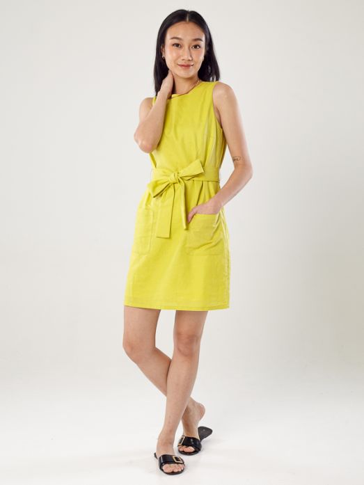 Linen Shift Dress With Belt