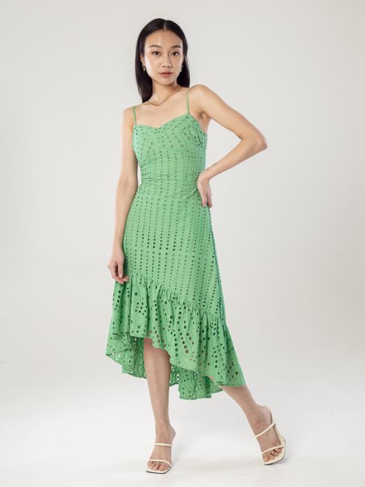 Cotton Eyelet Asymmetrical Dress