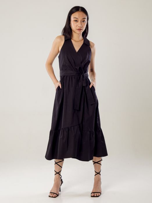 Sleeveless Overlapped Flare Dress