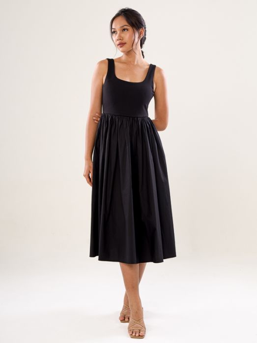 Sleeveless A-Line Dress - Black