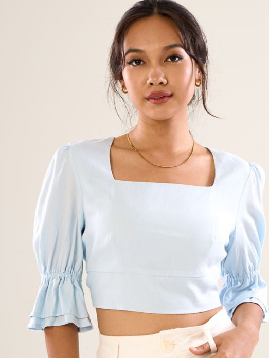 Cropped Top Tie-Back Ribbon