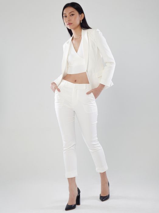 Power Suits High-Rise Pants - White