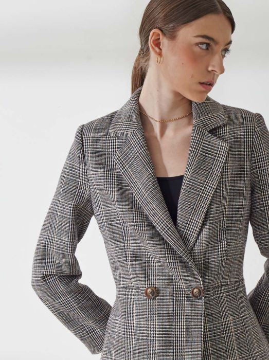 Double-Breasted Blazer With Welt Pockets