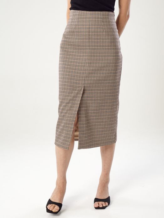 Checkered Pencil Skirt