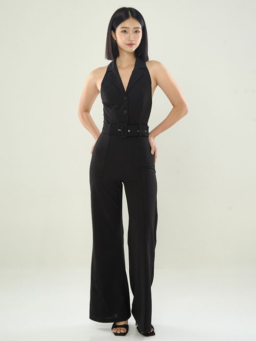 Halter-Neck Belted Jumpsuit