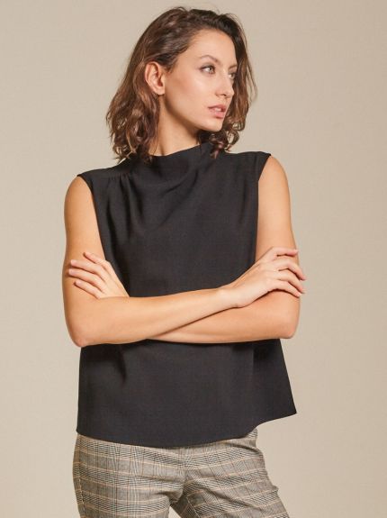 Draped Crepe de Chine Top