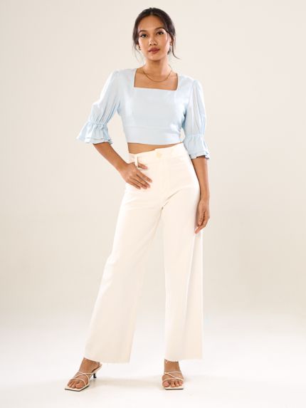 Cropped Top Tie-Back Ribbon