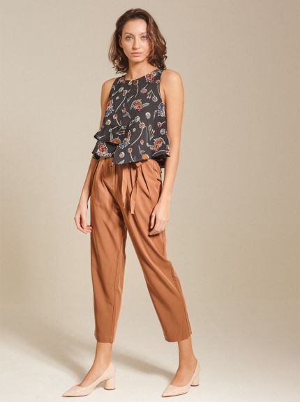 Tiered Printed Crepe Top