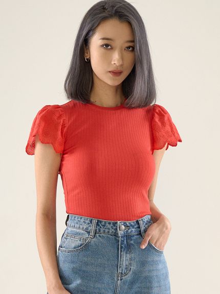 Ribbed Top With Sleeves