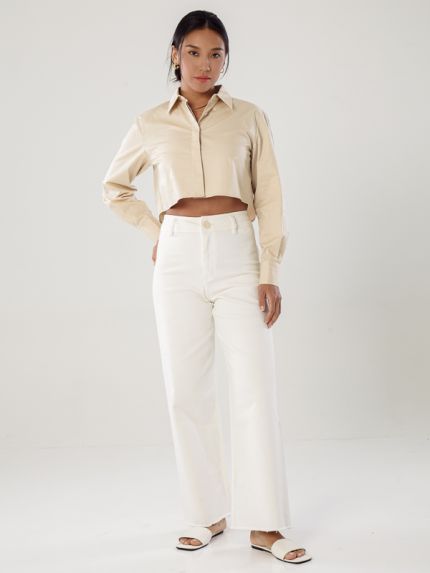 Cropped Poplin Shirt