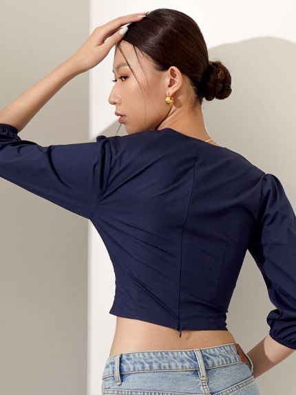Gather Front Cropped Top