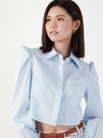 Button - Up Top With Long Puffy Sleeve