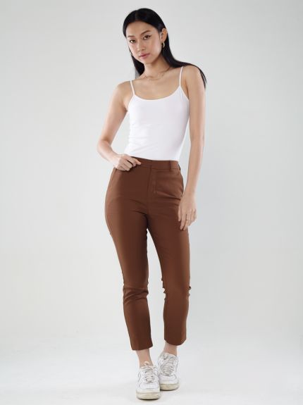 Power Suits High-Rise Pants-Coffee