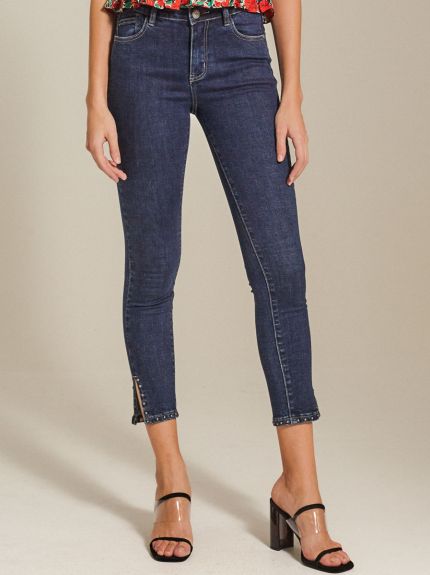 Embellished Mid-Rise Skinny Jeans