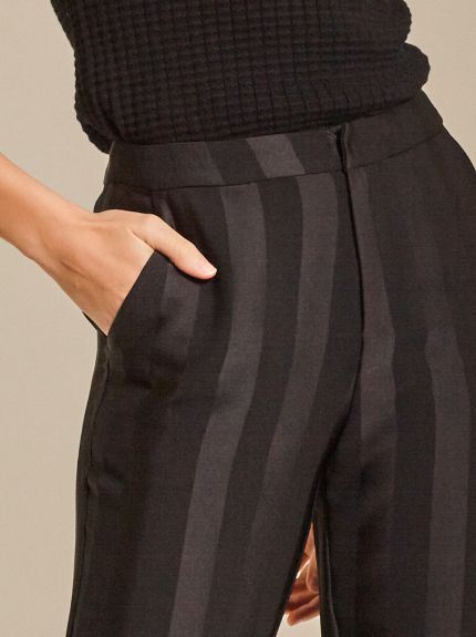 Striped Satin Tapered Pants