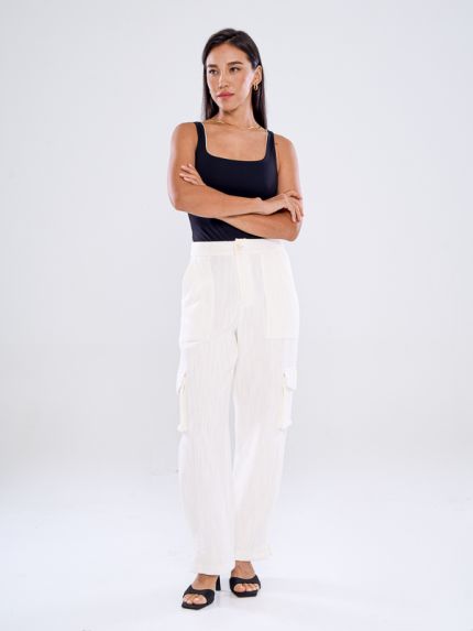 Linen Straight Cargo Trousers