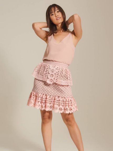 Guipure Lace Peplum Skirt